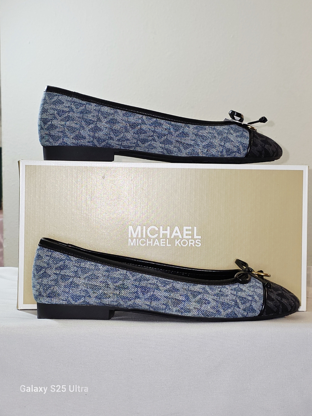 Michael Kors Piper Flex Signature Logo Print Denim Ballet Flats Size 7M